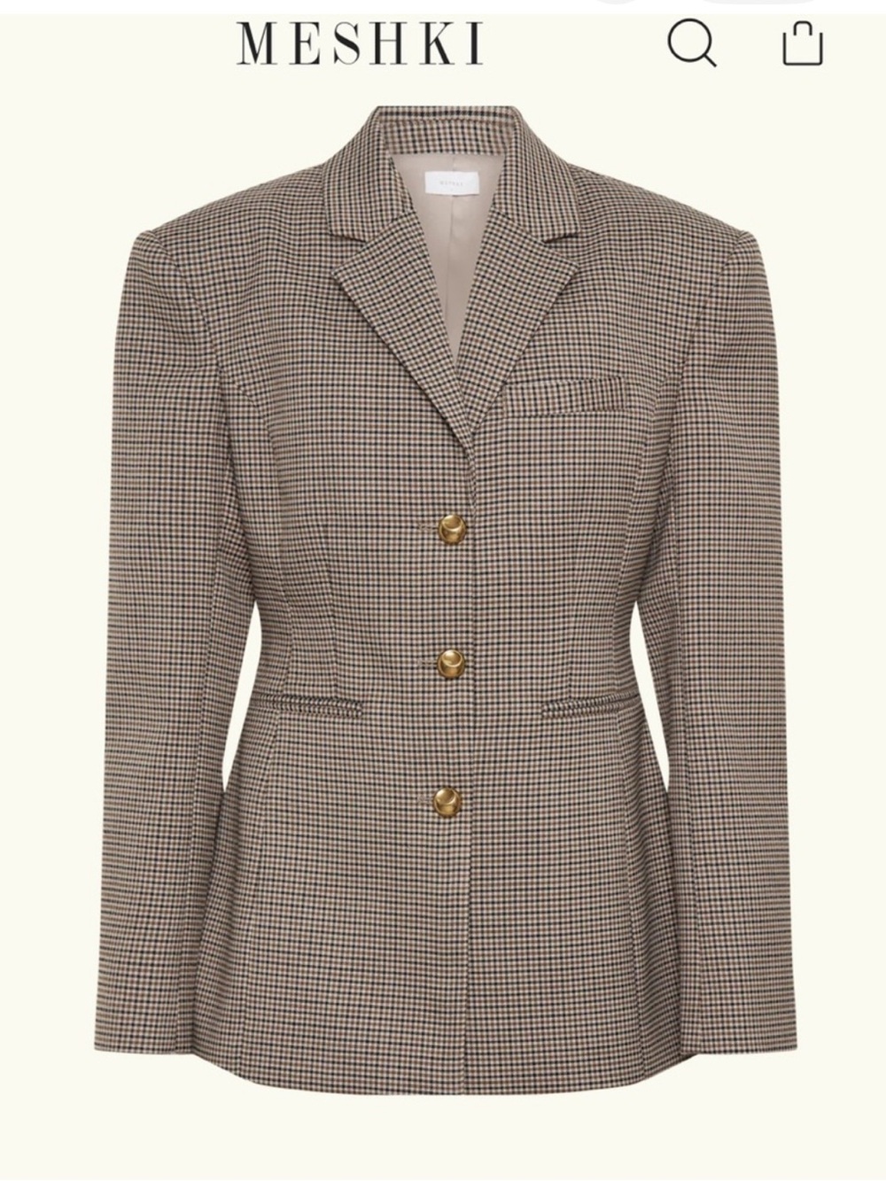 Meshki Mila Shaped Blazer - Tan Check